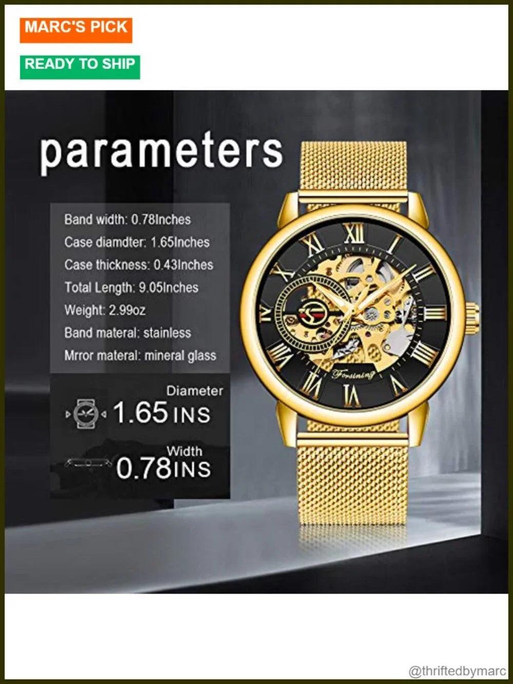 Mechanical Hand Wind Skeleton Watch Roman Numeral Stainless Steel Men's Watch